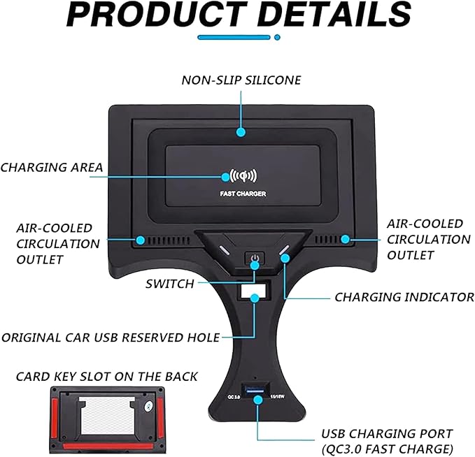 Wireless Car Charger for BMW 2 Series/3 Series/4 Series/i3/i4, 15W Fast Wireless Phone Charging Pad Support Original Car with NFC Center Console Wireless Charger