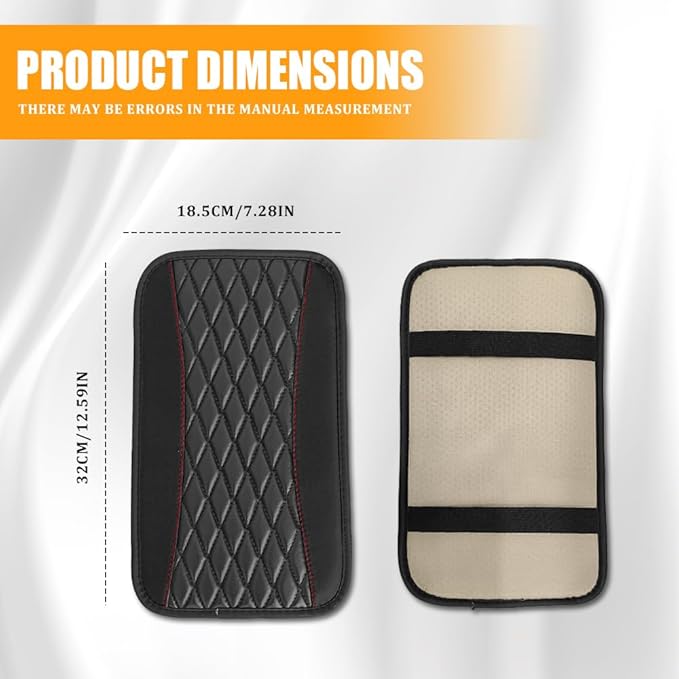 Car Center Console Cover, Leather Waterproof Armrest Seat Box Cushion Pad, Universal Decor Protector Mat, Comfortable Car Decor Accessories Fit for Most Cars, Vehicles, SUVs (Black)