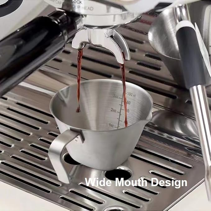 Espresso Measuring Cup, Expresso Shots Cup with Double Spouts, Stainless Steel Espresso Pouring Cup with 1 oz/ 1.5 oz/ 2 oz/ 2.5 oz/ 3 oz Marks - 2 Pack