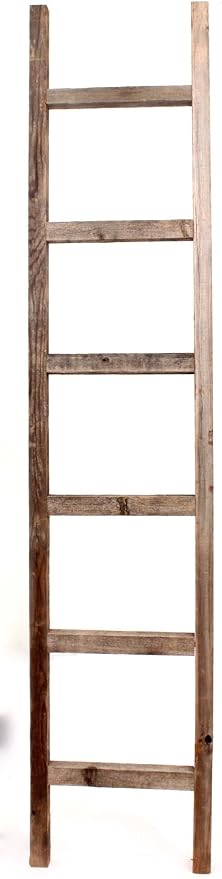BarnwoodUSA Rustic Farmhouse Decorative Ladder - Our 6 ft Ladder can be Mounted Horizontally or Vertically and is Crafted from Upcycled Wood | No Assembly Required | Weathered Gray