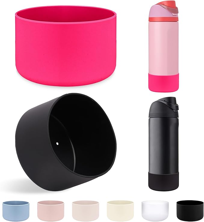 2Pcs Silicone Boot Sleeve for Owala Water Bottle FreeSip Twist and Flip Protective Silicone Bottom Base Bumper for Owala Flask Water Bottle BPA Free, Anti-Slip