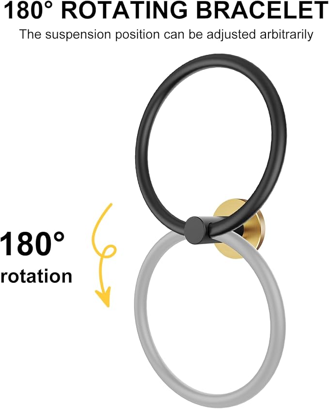 SetSail Towel Holder for Bathroom Wall Stainless Steel Hand Towel Ring Heavy Duty Towel Hanger for Bathroom, Black and Gold