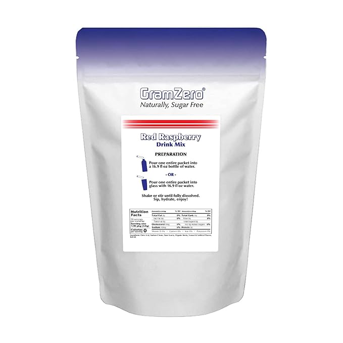 GramZero 2GO Sticks - Red Raspberry, Zero Calorie Sugar Free Drink Mix, Stevia Sweetened, Great For Nutrition Club Loaded Tea To Go Kits