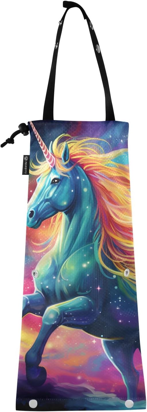 ALAZA Hanging Car Trash Bags Garbage Bag Trash Can for Back Seat Small Unicorn Galaxy 1 Washable Storage Bag Retractable 2 Pack