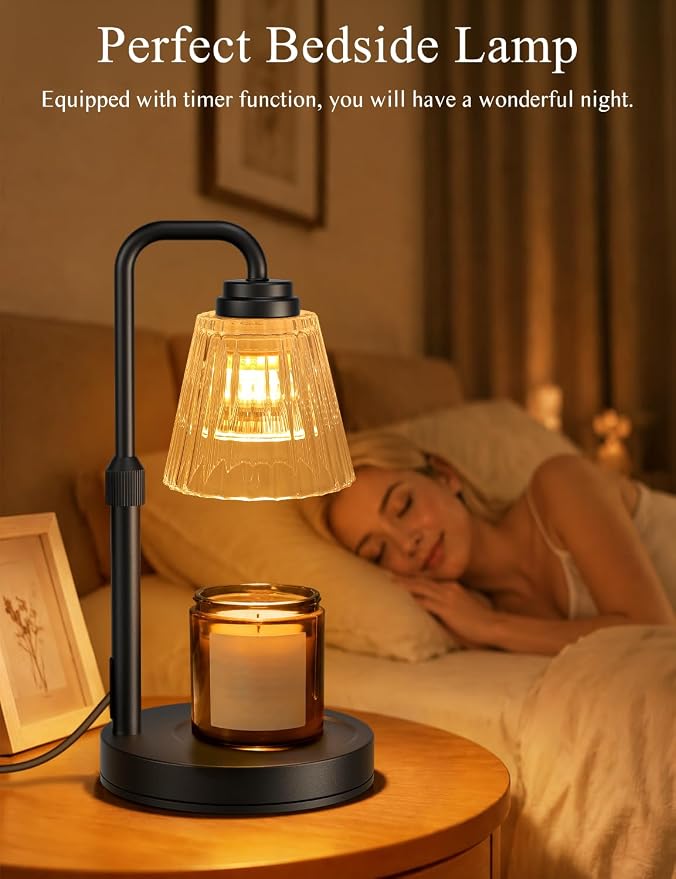 Candle Warmer Lamp with Timer, Dimmable Candle Warmer for Jar Candles, Height Adjustable Wax Melts Warmer, Birthday Gifts for Women Mom, House Warming Gifts New Home Decor