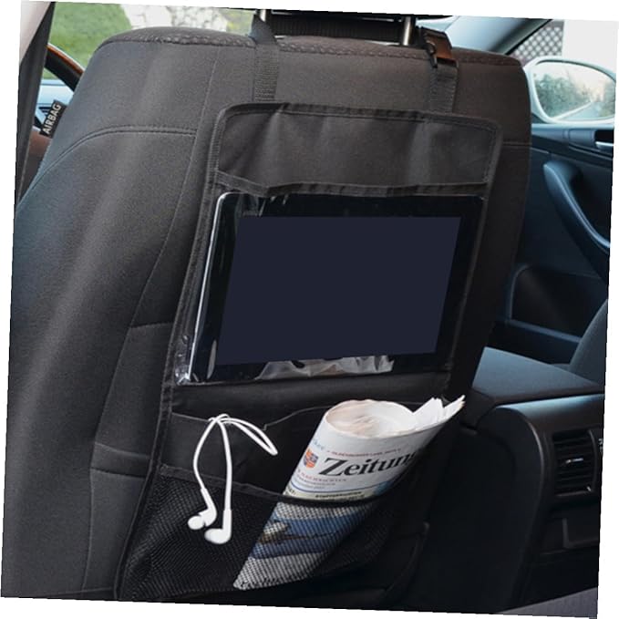 Car Seatback Storage Bag with Tablet Holder, Side Seat Organizer Pouch for, Sturdy Auto Hanging Pocket for Backseat Travel Essentials and Storage