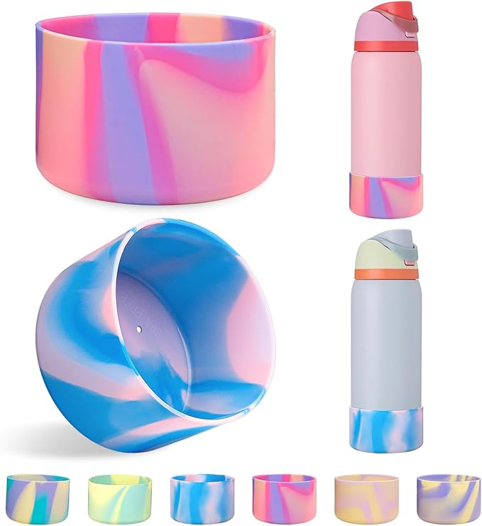 2Pcs Silicone Boot Sleeve for Owala Water Bottle FreeSip Twist and Flip Protective Silicone Bottom Base Bumper for Owala Flask Water Bottle BPA Free, Anti-Slip