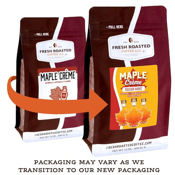 Fresh Roasted Coffee, Maple Crème Flavored Coffee, 12 oz, Medium Roast, Kosher, Ground