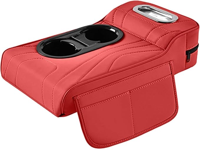 Car Armrest Box Mat, 5-in-1 Center Console Cover Cushion with Cup Holder Tissue Slot, Universal PU Leather Car Box Pad for Sedans Car Accessories Interior Organizers (Multi B02)