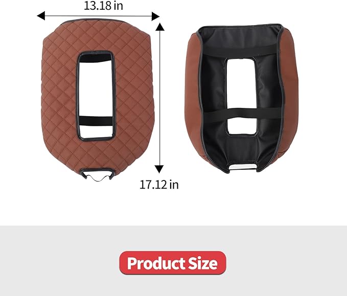 Jimen Car Center Console Cover Pad Fit for Chevy Silverado/Avalanche/Tahoe/Suburban 2007-2013, Leather Armrest Cover Fit for GMC Yukon 2007-2013 (Brown)