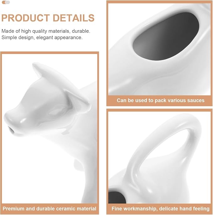 DOITOOL Cow Creamer Pitcher 1.35Oz Ceramic Milk Bottle Latte Art Cup for Coffee Sauce and Gravy Serving Cute Porcelain Milk Dispenser for Home and Cafe