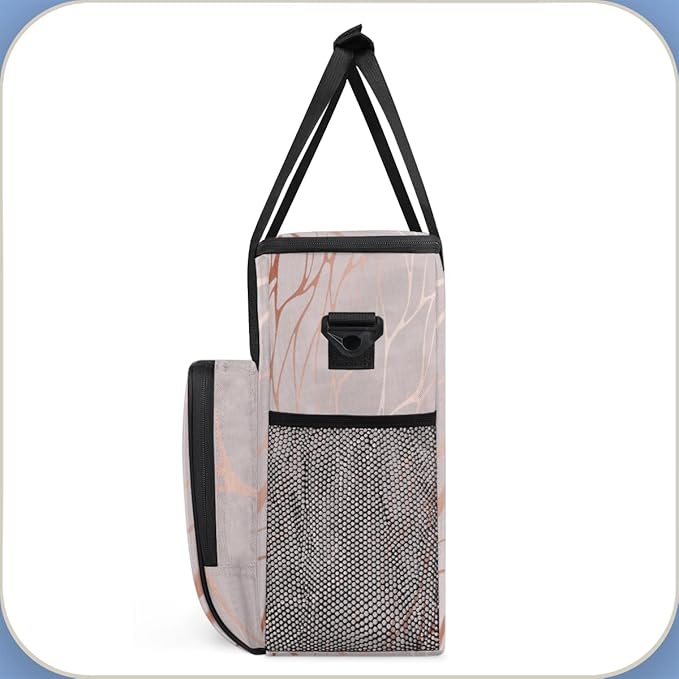 Abstract Rose Gold Marble Coffee Maker Carring Bag Travel Storage Tote Bag Compatible with Keurig K-Mini or K-Mini Plus Portable Single Serve Coffee Brewer Case with Pockets for K-cup Pods