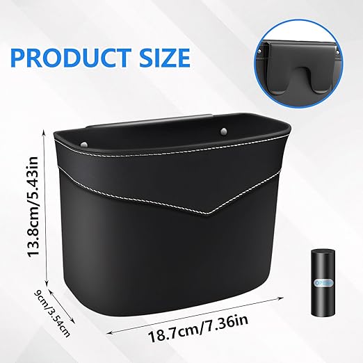 vvag Car Trash Can,Mini Vehicle Trash Bin Organizer with 20pcs Plastic Trash Bags,Leak-Proof Small Garbage Bin for Auto Vehicle, Car Door & Back Seat,Portable for Home Office Travel