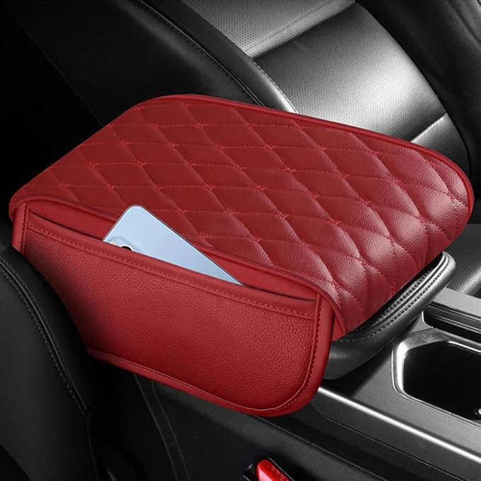 Universal Car Armrest Pad for Audi Q7 e-tron 2015-2024 Leather Armrest Box Center Console Cover Pad Waterproof Arm Rest Protector Decor Accessories,Blue01