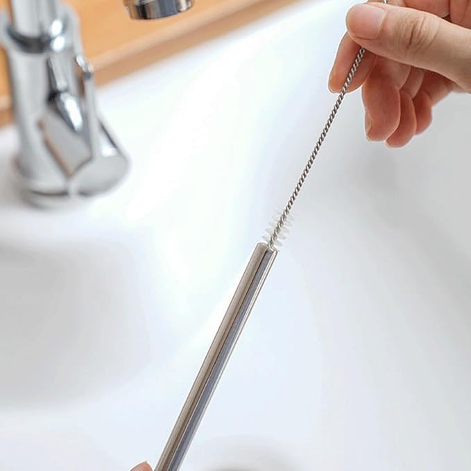 Stainless Steel Straw Replacement Fit for Owala Water Bottle 40oz, Metal Drinking Straw with Cleaner Brush Compatible with Owala FreeSip 40OZ