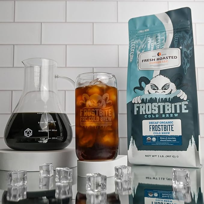 Fresh Roasted Coffee, Organic Decaf Frostbite Cold Brew | Mold & Myco 3rd Party Tested | 2 lb (32 oz) Medium Roast, Kosher, Coarse Grind