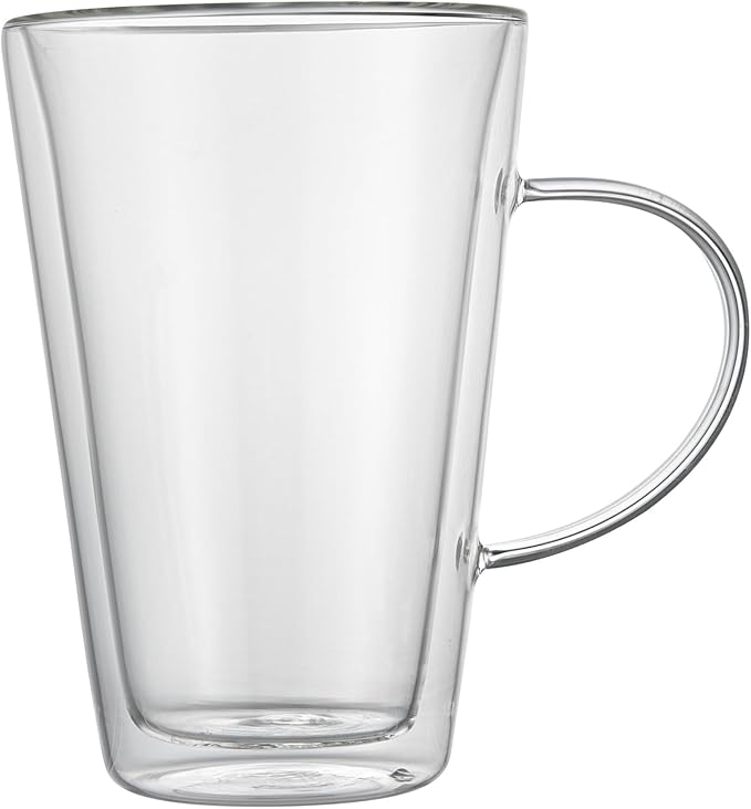Restaurantware Glass Espresso Cups 12 Count 14 Ounces Borosilicate Double Wall Glass Coffee Mugs Insulated Clear Tea Drinkware for Hot or Cold Beverages