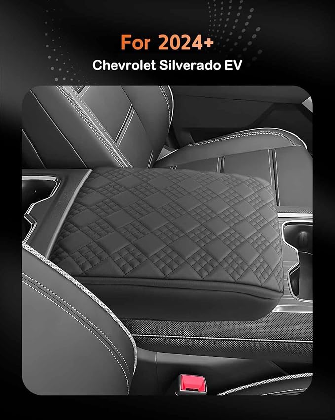 CDEFG for Chevrolet Silverado EV 2024 2025 2026 Center Console Cover Armrest Box Cover for Chevy Silverado EV (Work Truck, LT, RST) Accessories Arm Rest Protector Thickened