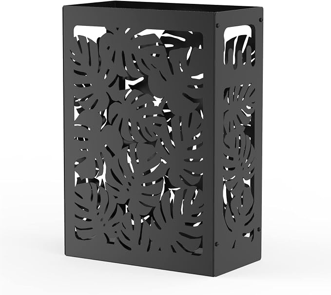 Mango Steam Monstera Umbrella Holder Stand for Home or Office Entryways (Black, Monstera)