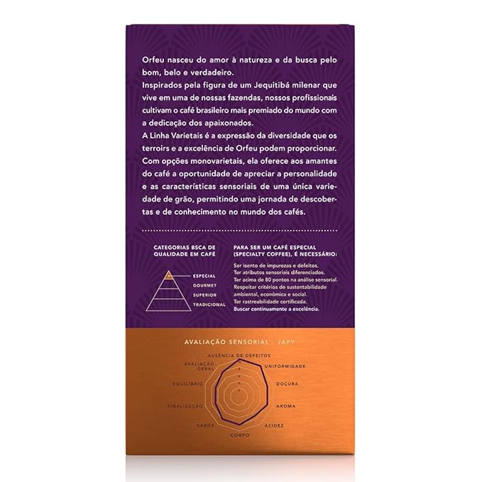 Japy Roasted and Ground Coffee 8.8 oz – Notes of Dark Chocolate, Chestnut and Hazelnut – Striking and Long Finish – Café Orfeu