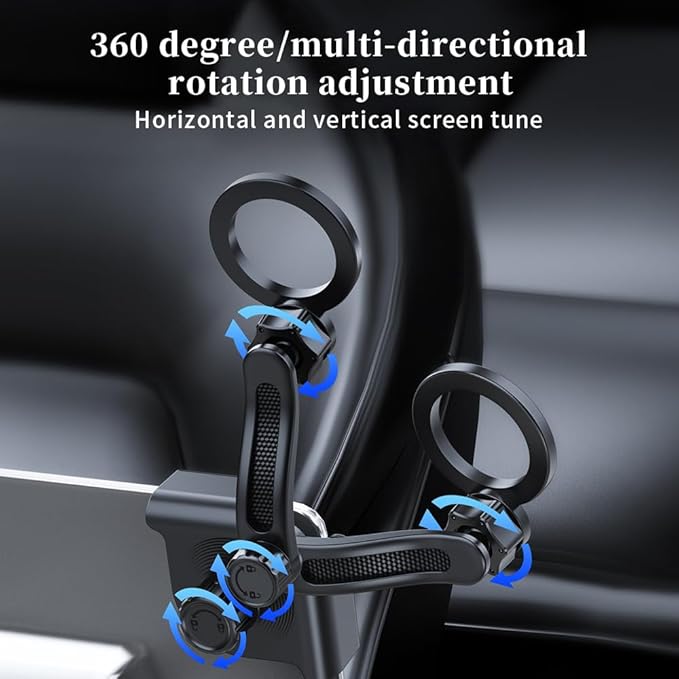 for Tesla Screen Phone Mount 360° Rotation MagSafe Strongest Magnet Power Magnetic Car Phone Holder Mount for Tesla 3/Y/S/X Fits for All iPhone & Android Phones - with Magnetic Ring