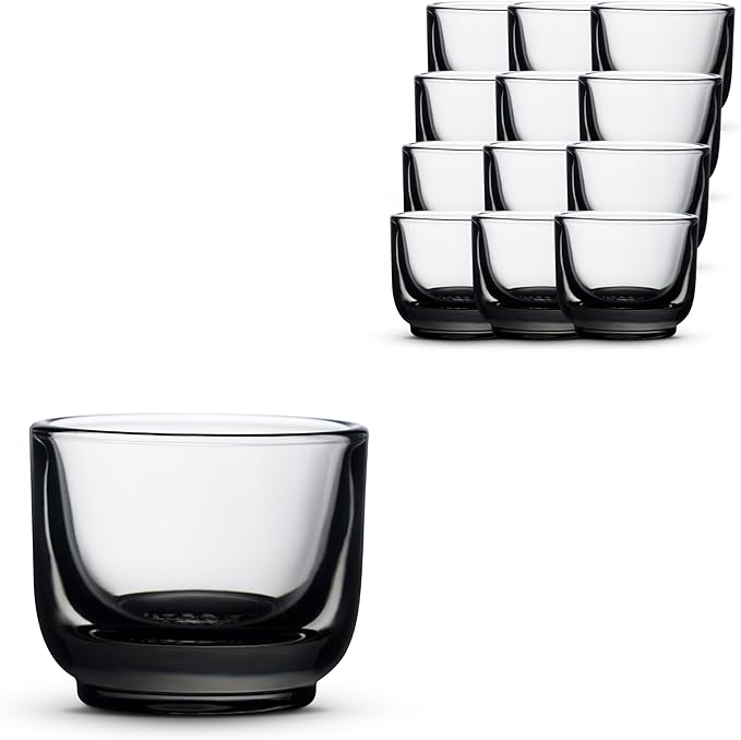 Fellow Pirch Espresso Glasses 3.5 oz Artisanal Cups, Set of 12, Dishwasher Safe Coffee Glasses for Espresso Shots & Latte Art – Smoke