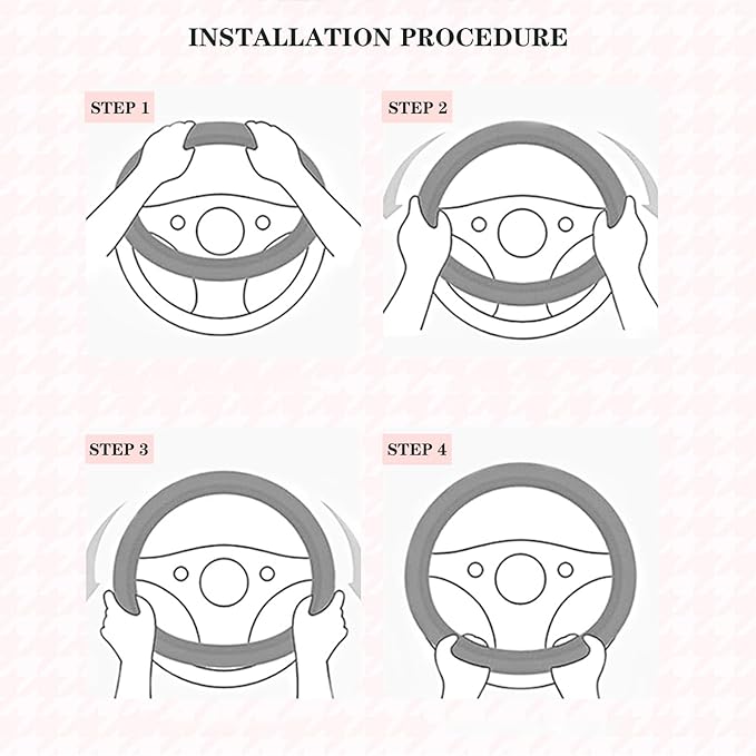 Cute Steering Wheel Cover D Shape for Women Men Breathable Universal 15 inch,Black