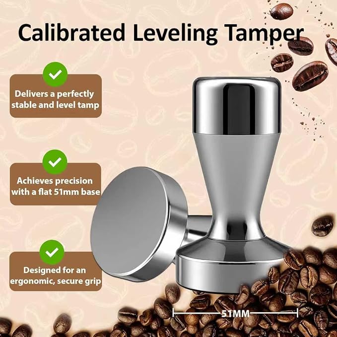Espresso Accessories Kit 51mm Tamper, Espresso Tamper Set with WDT Tool, Coffee Tamper, Puck Screen, Dosing Funnel, Espresso Machine Accessories Kit, Barista Tools Fits 51mm Portafilters