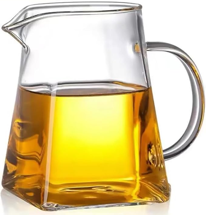 Glass Pitcher with Handle, Milk and Cream Pitcher Cup Jug, Heat Resistant Borosilicate Glass Creamer for Coffee Tea or Maple Syrup Serving, Stovetop & Microwave Safe (12oz/ 350ML)