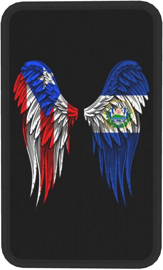 Auto Center Console Pad Puerto Rico Porto Rico Puerto Rican and EL Salvadorean Flag Wings Car Armrest Cover Armrest Seat Handrail Box Cover Cushion Universal Decoration Protector Accessories