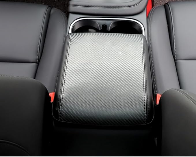 Custom Interior Accessories for E-PACE EPACE 2018 2019 2020 2021 2022 2023 PU Leather Center Console Armrest Box Cover Armrest Cushion Central Armrest Protector Pad(Carbon Fiber)