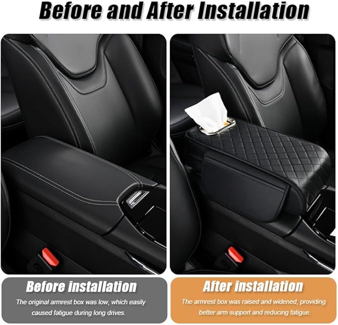 Car Armrest Cushion for Mercedes Benz GLS 320 350d 400d 450 550 580 600/AMG 63, 3 in 1 Center Console Pad with Storage Bags,Tissue Box, Memory Foam Auto Armrest Storage Box Protector