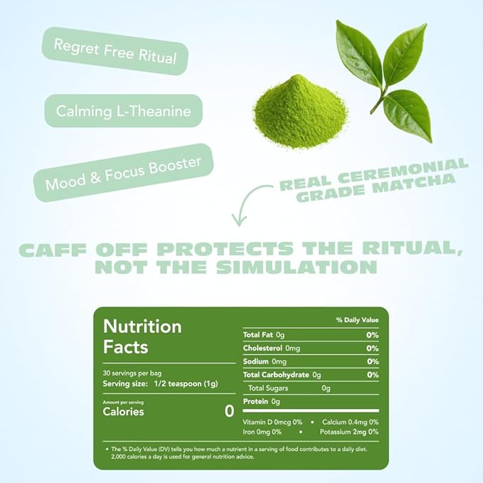 Decaf Mint Matcha Green Tea Powder From Japan – 1.06 oz / 30 g – With Mint Adaptogen- Ceremonial Grade & Sugar-Free – No Fillers or Milk Powders – Naturally Decaffeinated Without Chemicals – Tested for Heavy Metals – First Harvest, Shade-Grown & Caffei...