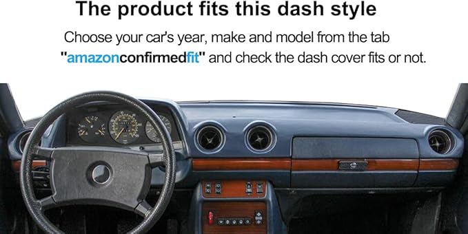Dash Cover Mat Custom Fit for Mercedes Benz W123 300D 300CD 300TD 230 240D 280E 280CE Without Cutout for Speakers, Dashboard Cover Pad Carpet Protector (Black) F143