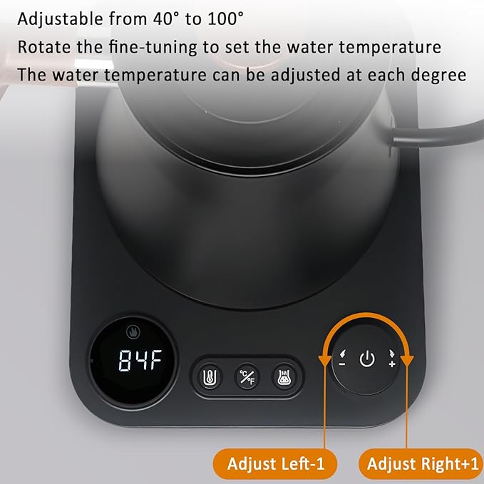 Gooseneck Electric Kettle with Temperature Control, 0.9L Pour Over Coffee Kettle, 1200W Fast Boil, Stainless Steel Interior, Auto Shut-Off & Boil-Dry Protection, for Coffee and Tea (black)