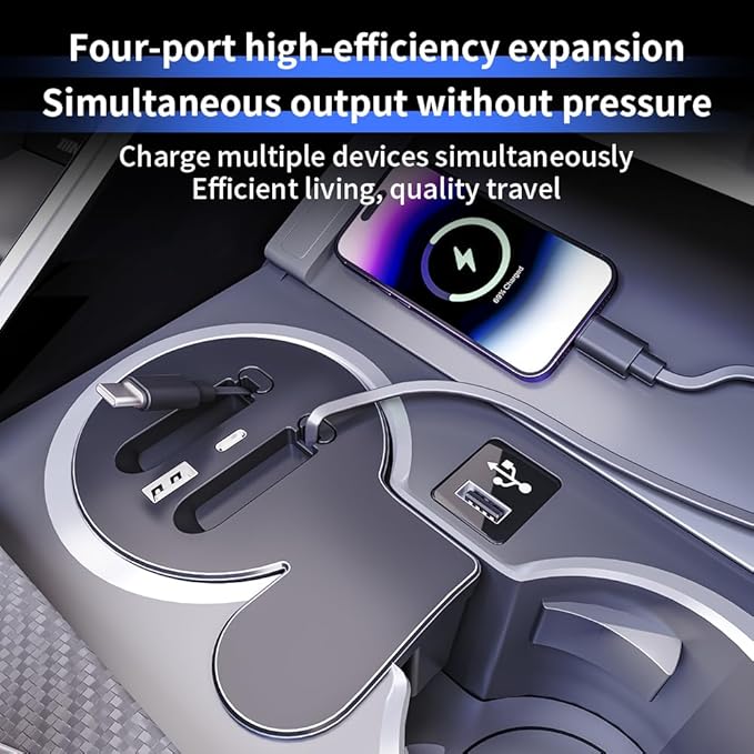 Car USB Hub Docking Station for BMW 3/M3 2019-2026，BMW 4 /M4 2021-2026，I4 2022-2025，2 Series 2022-2026 Type-C Fast Charger Auto Interior Centre Console Accessories Cigarette Lighter Phone Charging