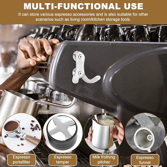 Magnetic Portafilter Holder for Espresso Machines, Wall Mounted Coffee Holder Stainless Steel Espresso Accessories Organizer Compatible with Ninja Luxe Cafe & Breville Machines(SIZE:2 Packs)
