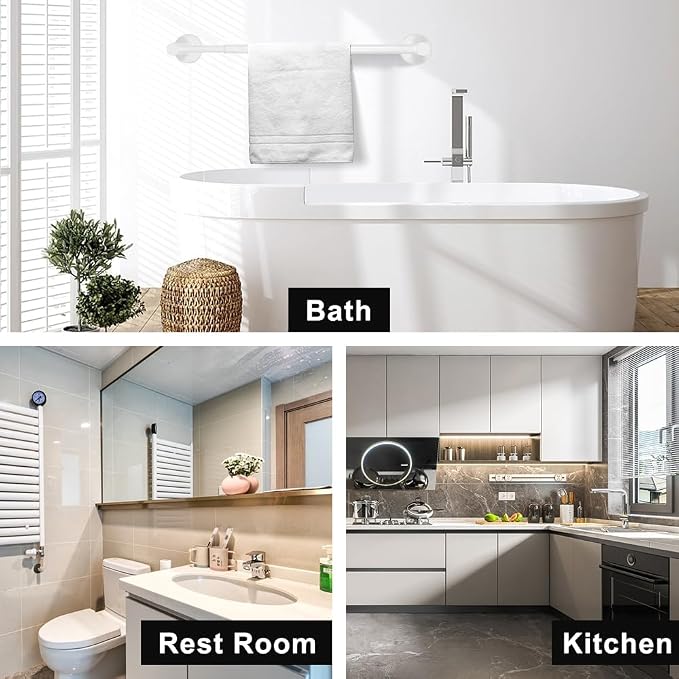 MGahyi Towel Racks for Bathroom-Adjustable Towel Holder(13.18inch-24inch) Sturdy and Rustproof Towel Bar Wall Mounted, Single Towel Bar Rod for Bathroom Accessories (White, 1Pack)