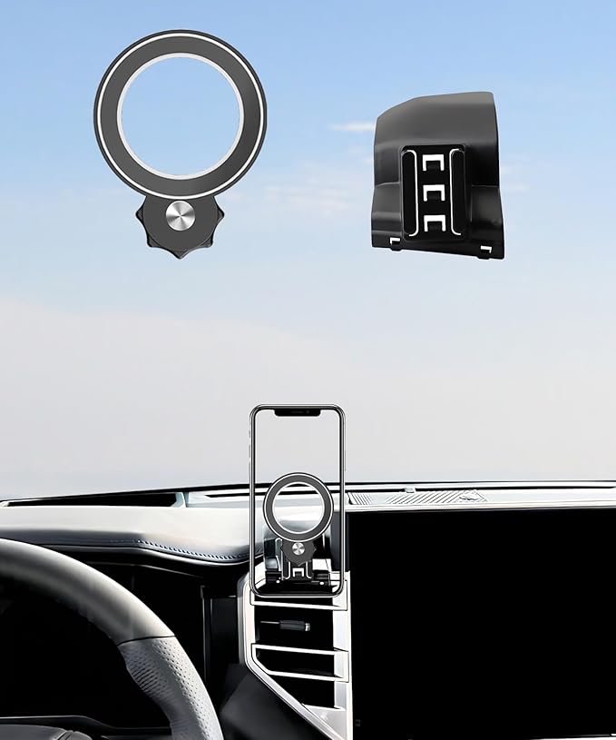 Magnetism Car Phone Holder for 2022-2025 Toyota Tundra / 2023 2024 2025 Toyota Sequoia Accessories Compatible with MagSafe Hands-Free 360 Degree Rotation Adjustable Cell Phone Mount