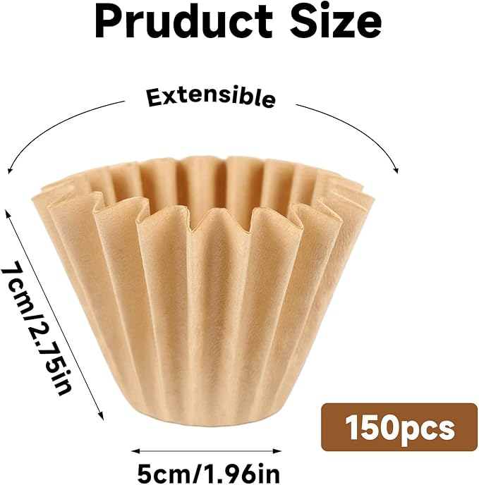 150 Count 5 Cup Coffee Maker Filters Compatible with Mr Coffee – Natural Unbleached Paper Coffee Filters, Disposable Coffee Filters for Mini Brew 5-Cup Brewers (150)