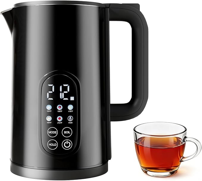 Electric Kettle with Temperature Control, 1.7L Stainless Steel Hot Water Kettle, 5 Presets for Tea & Coffee, 2H Keep Warm, Fast Boil, Auto Shut-Off & Boil-Dry Protection, Cordless Tea Kettle, Black