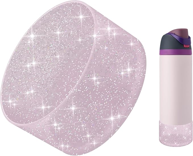 Protective Glitter Silicone Boot Compatible with Owala 24oz 32oz 40oz, Bling Cup Sleeve Bottom Bumper Cover Compatible with Owala FreeSip, Twist, or Flip Stainless Steel Water Bottles
