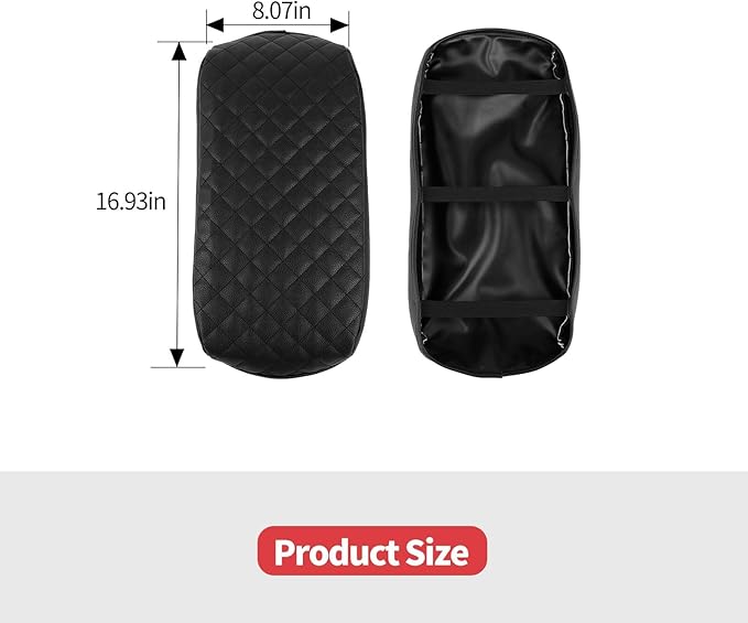 Jimen Center Console Cover Compatible with Chevrolet Colorado/GMC Canyon 2014-2022, Armrest Cushion Pad Cover, PU Leather (Black)