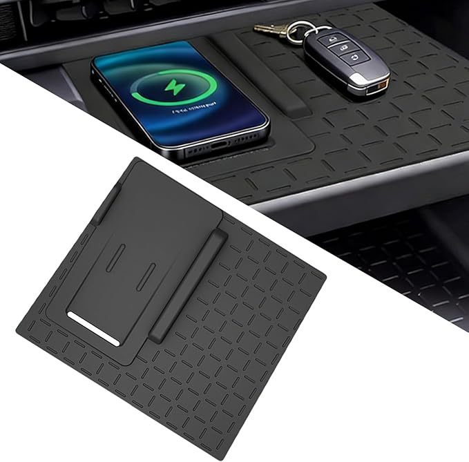 Car Center Console Wireless Charging Mat for Toyota RAV4 2026, Console Charger Silicone Protective Non-Slip Pad Anti-Dust Liner for Toyota RAV4 XSE GR Sport Hybrid Limited XLE Accessories(black)