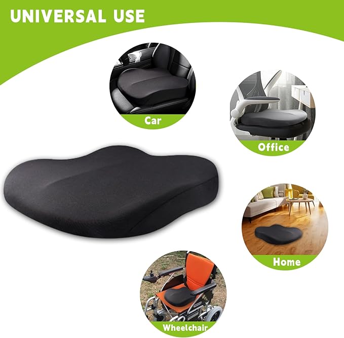 Car Seat Cushion for Adult, Car Booster Seat Pad for Short Drivers with Memory Foam, The Field of View by 3.9inch,Car Pillow for Driving Seat for Truck Office Chair Wheelchair (Black)