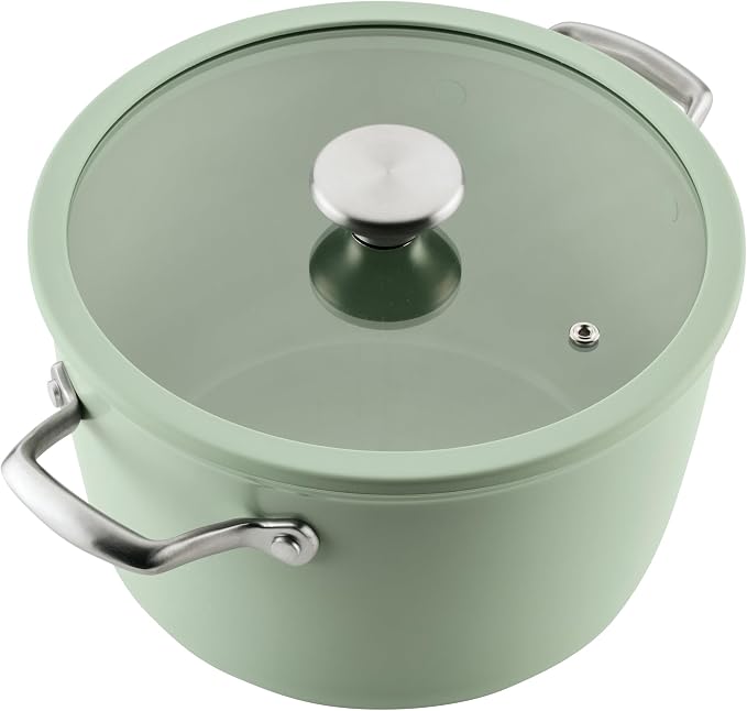 Circulon Halo with LaserDefense Ceramic Nonstick Cookware Set, 11-Piece Pots and Pans Set, Sage