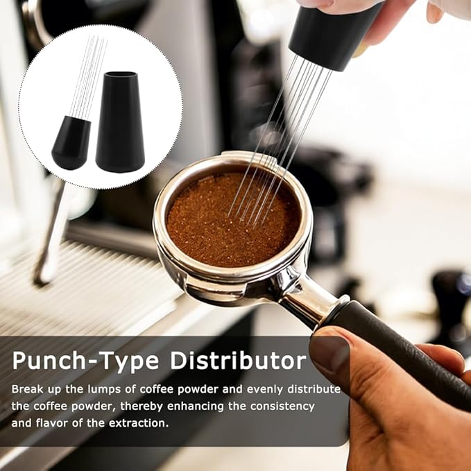 21 PCS Espresso Accessories Kit, Espresso Tamper Set with 51mm Coffee Tamper, WDT Tool, Tamper Mat, Dosing Funnel, Coffee Stencils, Latte Art Pen, Barista Tools, Espresso-Accessories(COLOR:Black)
