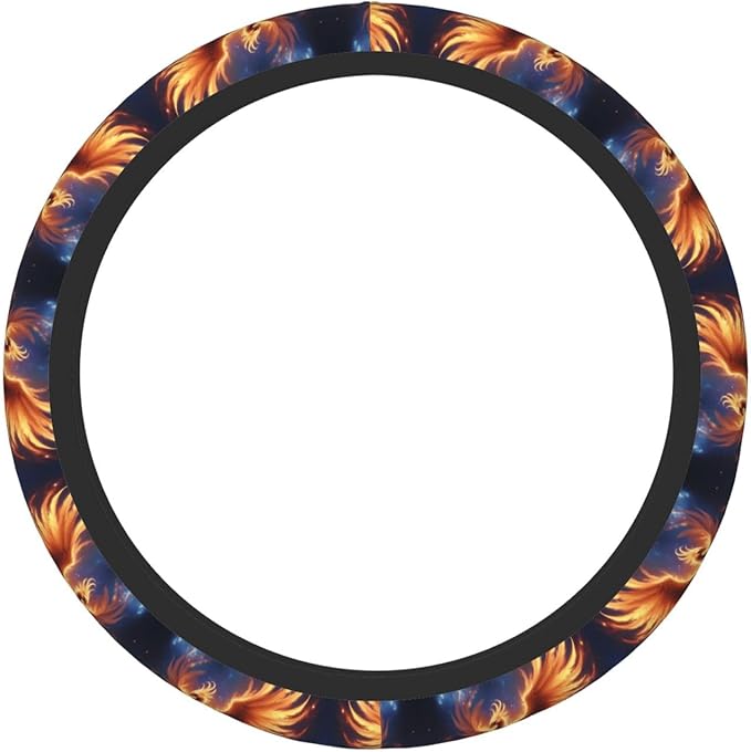 Phoenix Bird Car Steering Wheel Cover, 15 Inch Steering Wheel Cover Stylish Decor for Most Cars