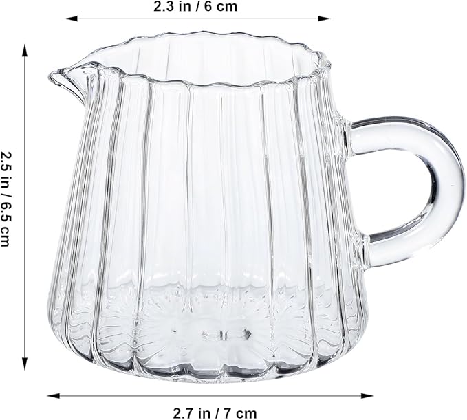 Glass Pitcher Elegant Shaped Glass Creamer Pitcher Tea Coffee Milk Creamer Creative Milk Frothing Frother Cup Jug (200 ml)