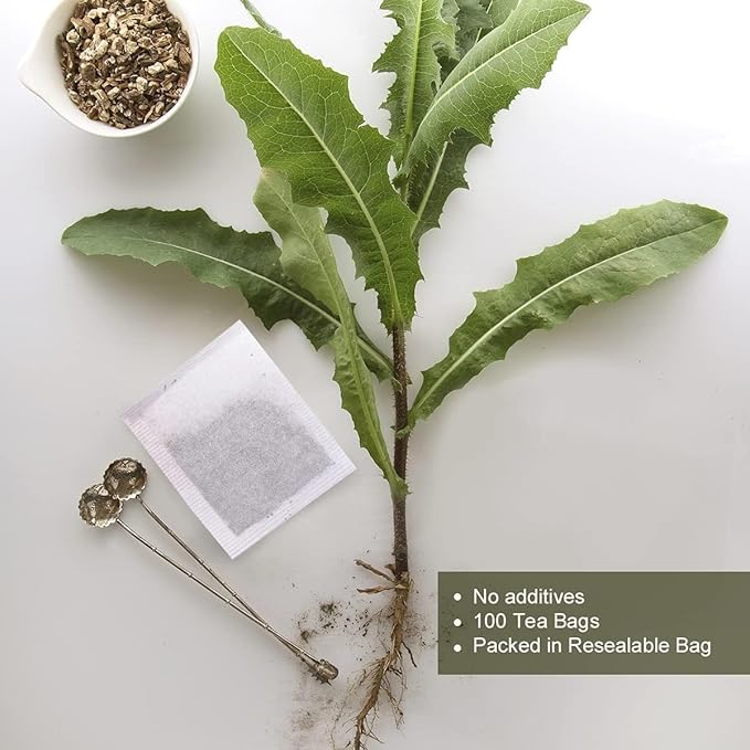 EILIN YHT Dandelion Root Tea Bags Roasted Herbal Leaves - 2Gram x 100 Counts Support Liver Kidney Health Digestion Boost Immune System